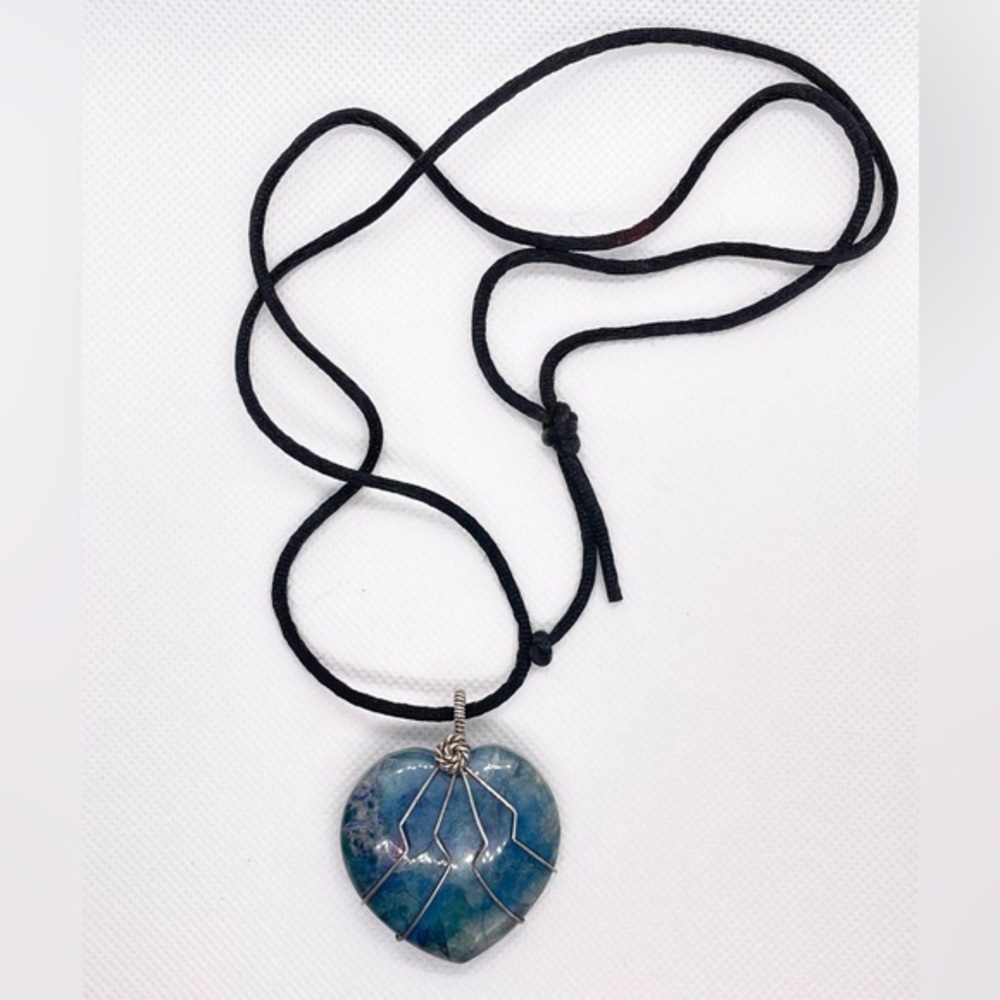 Blue Jasper / Quartz Cabochon Heart Necklace. See description 4 jewelry discount
